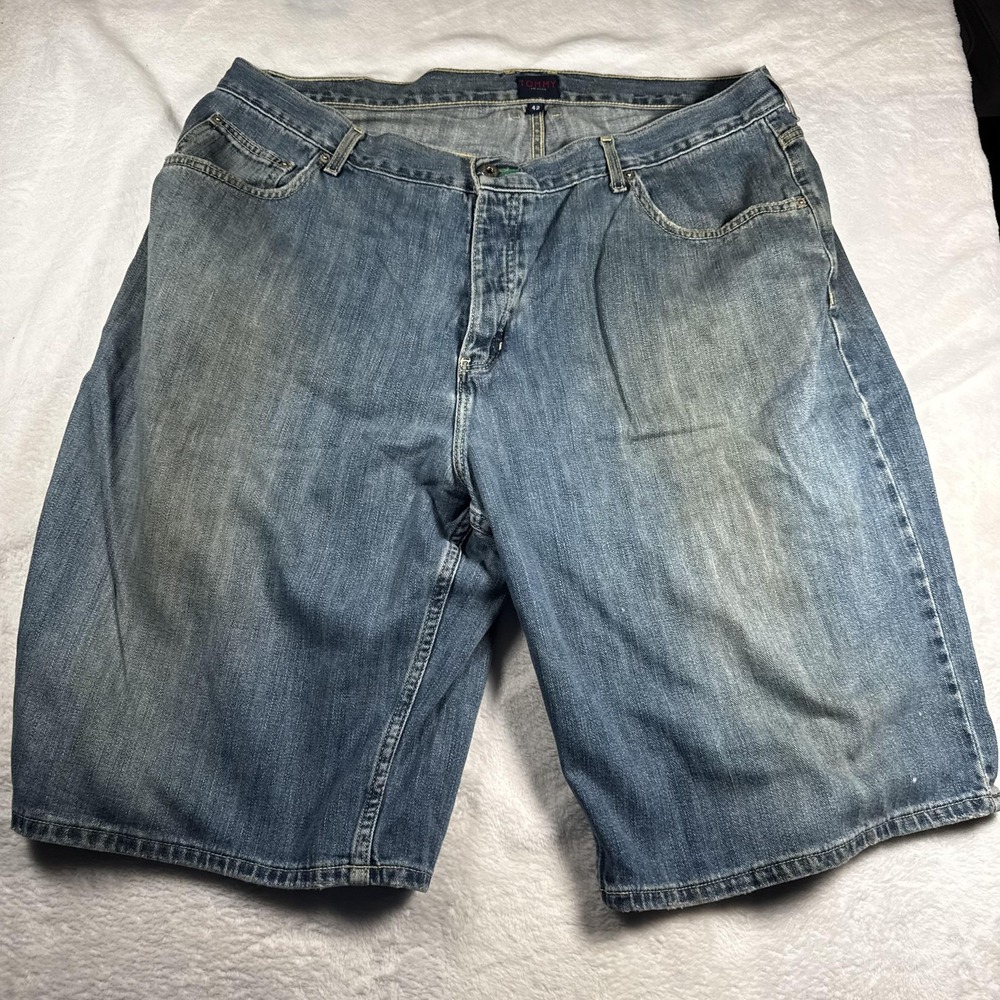 Y2K Tommy Jeans Shorts Mens 42 Blue Denim Relaxed Fit Classic Casual 5 Pocket